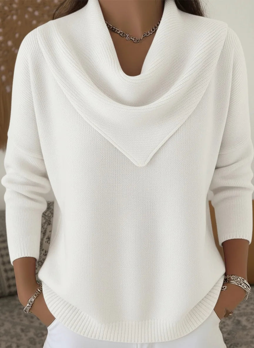 Ashleigh |  Women's Cowl Neck Sweater  - Color:White;Size:XS