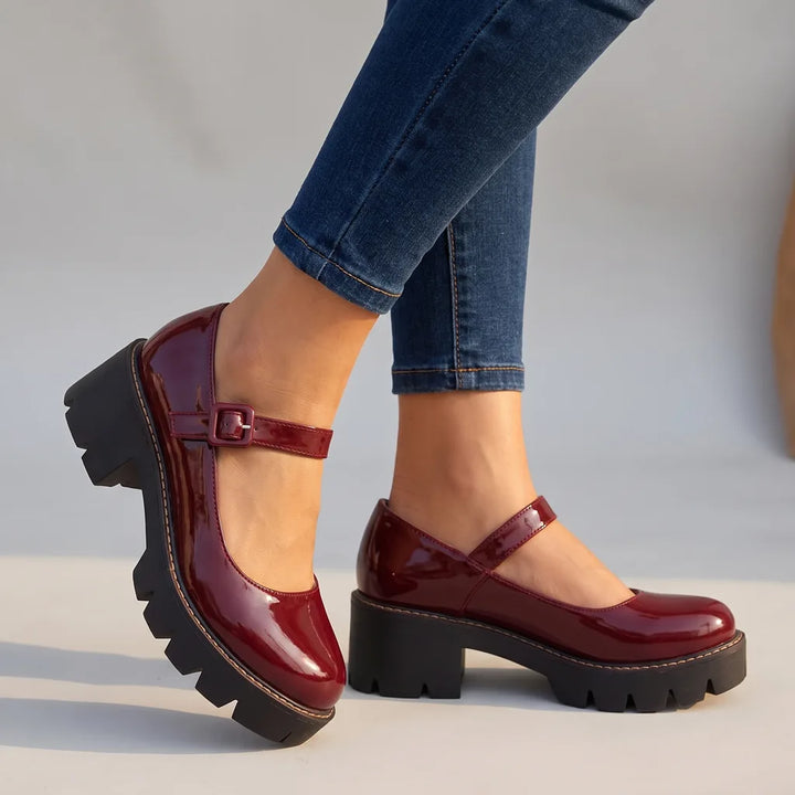 Ashley | Women's Orthopedic Mary Jane Shoes  - Color:Wine Red;Size:35