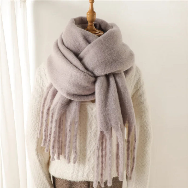 Ashley | Women's Oversized Wool Blend Cozy Scarve - Length:95 × 15 inches;Color:Beige