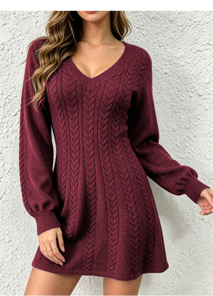 Asiya | Women's Cable-Knit Sweater - Color:Burgundy;Size:S