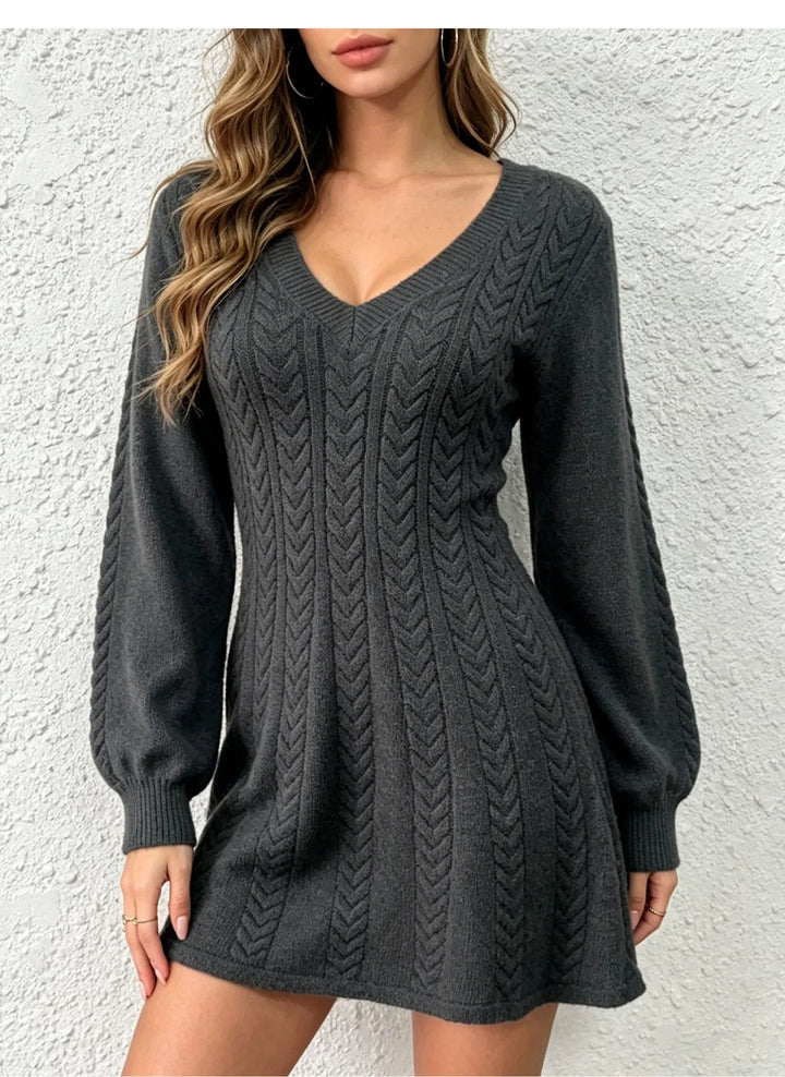 Asiya | Women's Cable-Knit Sweater - Color:Dark Gray;Size:S