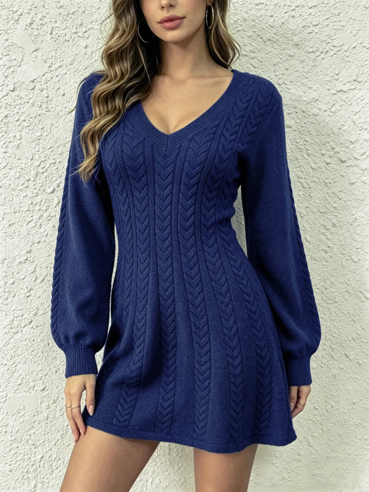 Asiya | Women's Cable-Knit Sweater - Color:Navy Blue;Size:S