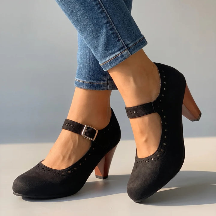 Aubrey | Womens Mary Jane Heel Shoes - Color:Black;Size:35
