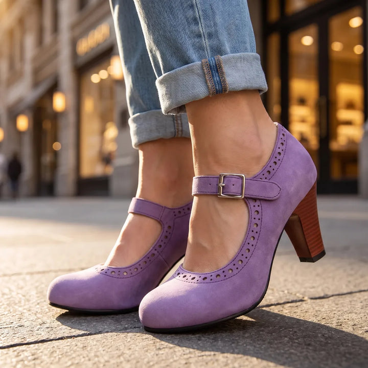 Women's Purple Austin Block Heel Mary Janes