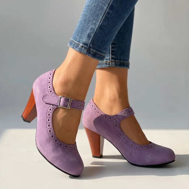 Aubrey | Womens Mary Jane Heel Shoes - Color:Purple;Size:35