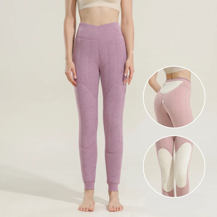 Aubrey | Wool Fleece Lined Leggings - Size:M;Color:Pink
