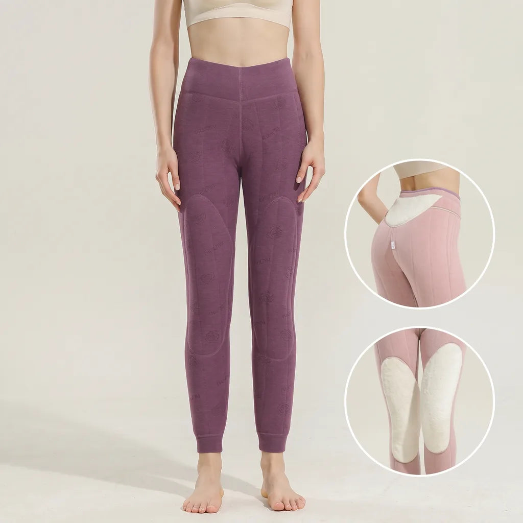 Aubrey | Wool Fleece Lined Leggings - Size:M;Color:Purple