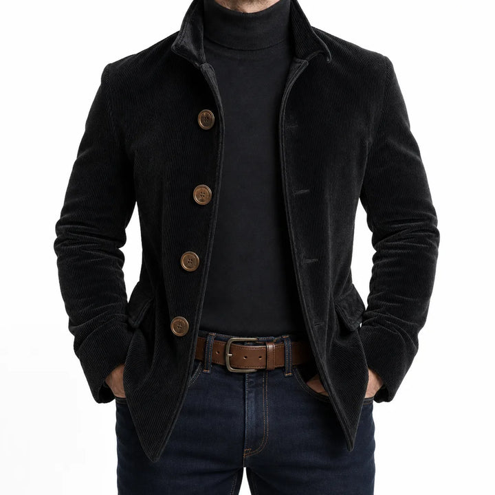 Auden | Elegant Stylish Fall Corduroy Jacket - Color:Black;Size:XS