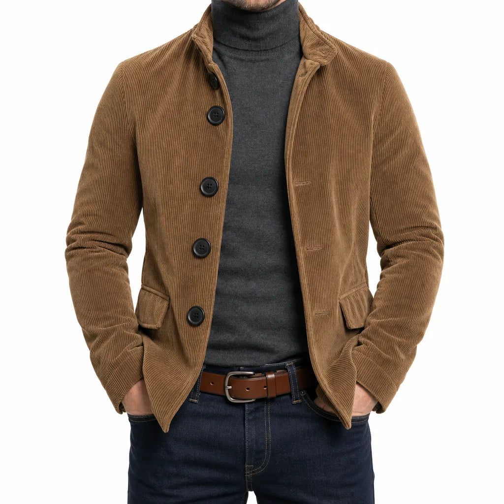 Auden | Elegant Stylish Fall Corduroy Jacket - Color:Brown;Size:XS