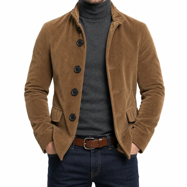 Auden | Elegant Stylish Fall Corduroy Jacket - Color:Brown;Size:XS