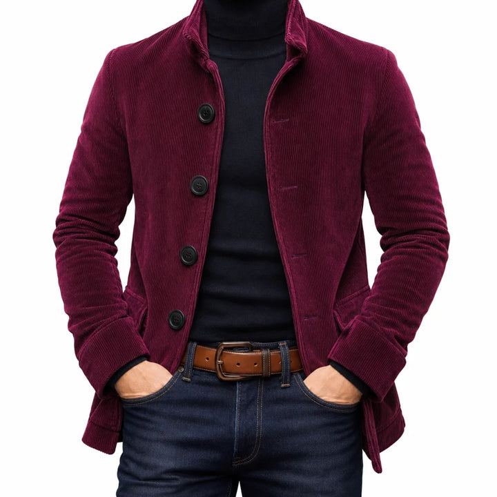 Auden | Elegant Stylish Fall Corduroy Jacket - Color:Red;Size:XS