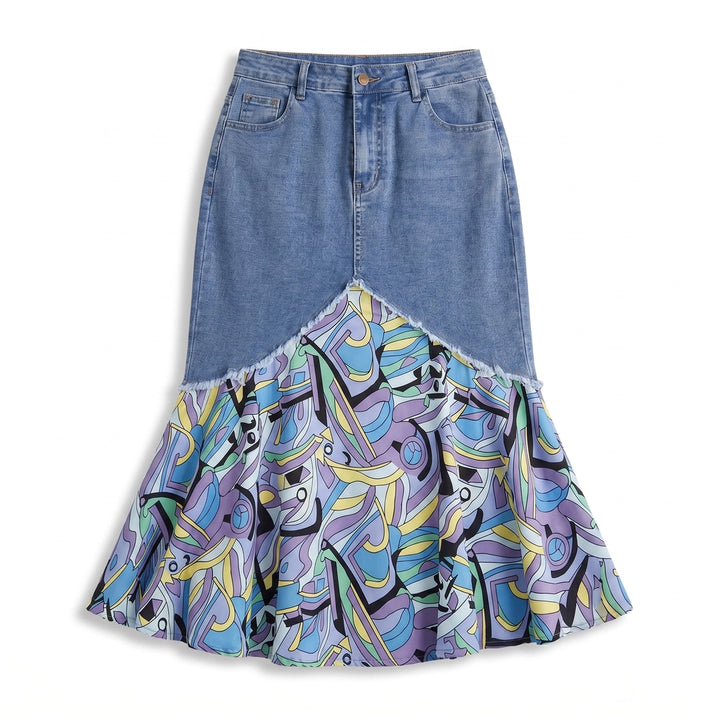 Audrey Denim Mermaid Skirt - Color:Light Blue;Size:XS