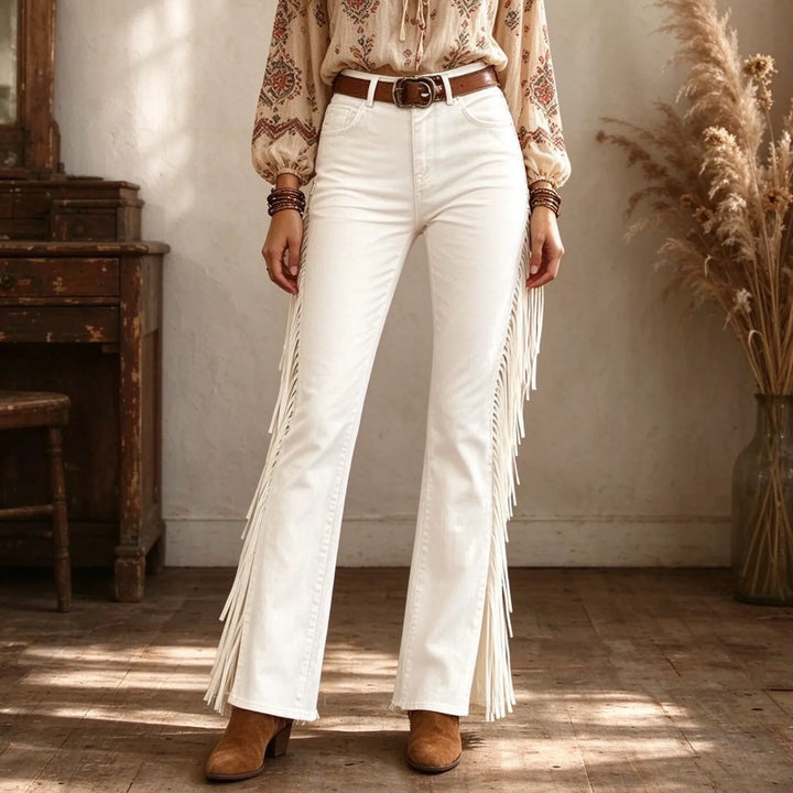 Audrey | Women's Western Flare Jeans - Color:White;Size:XS