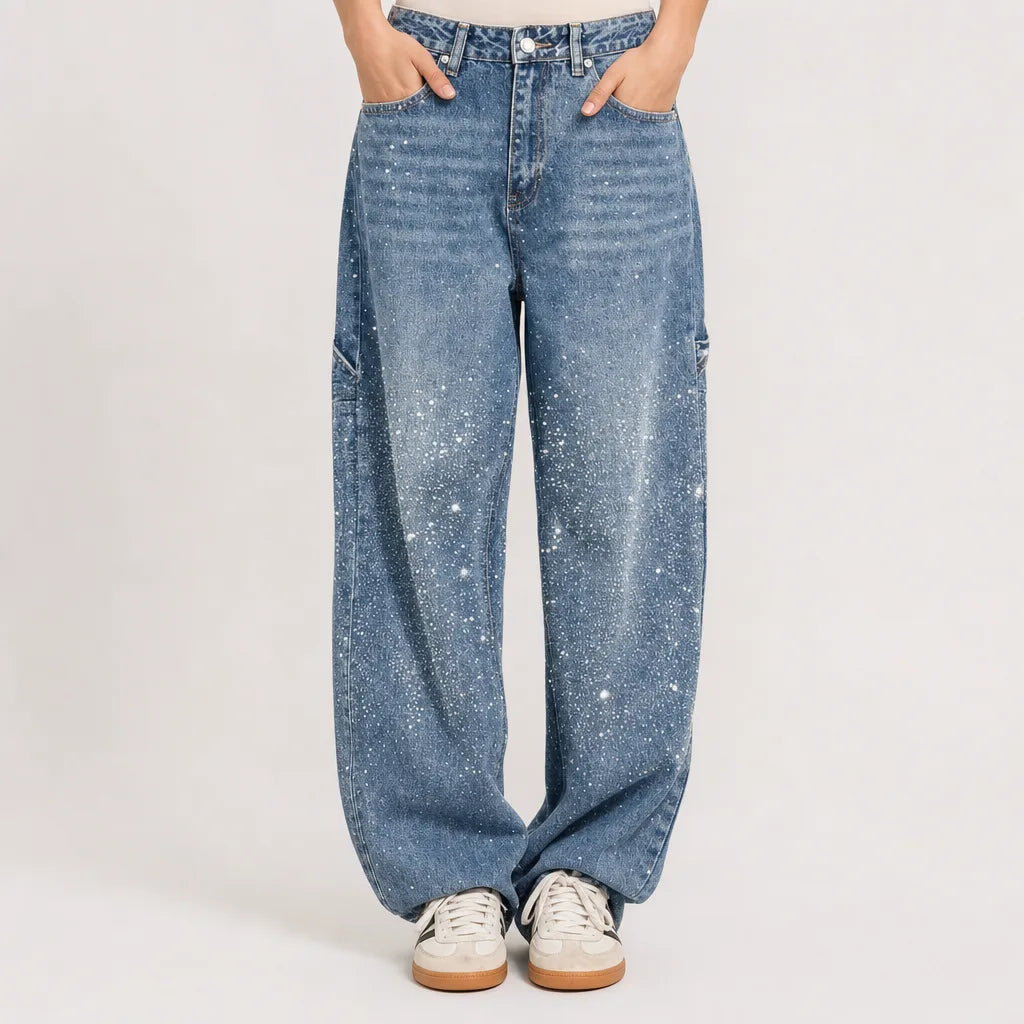 Aurelia | Mom Jeans Baggy Wide Leg Jeans - Color:Blue;Size:XXS