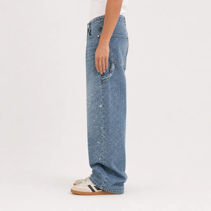 Women's Blue Underhill Rhinestone Straight Jeans