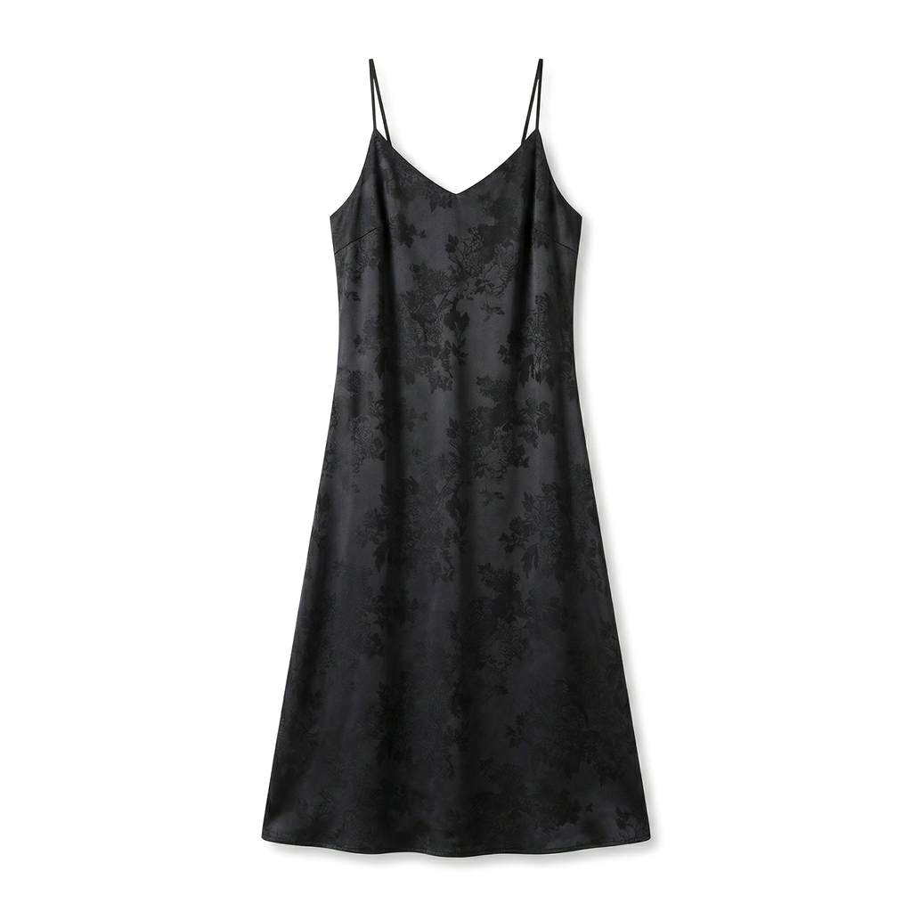 Aurelia Satin Midi Dress - Color:Classic Black;Size:XS