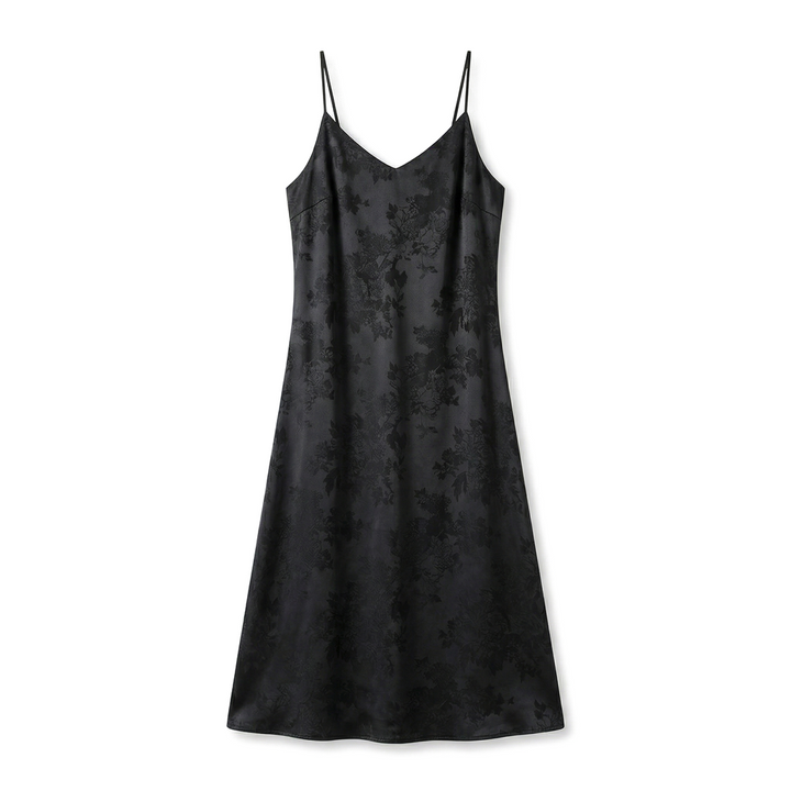 Aurelia Satin Midi Dress - Color:Classic Black;Size:XS