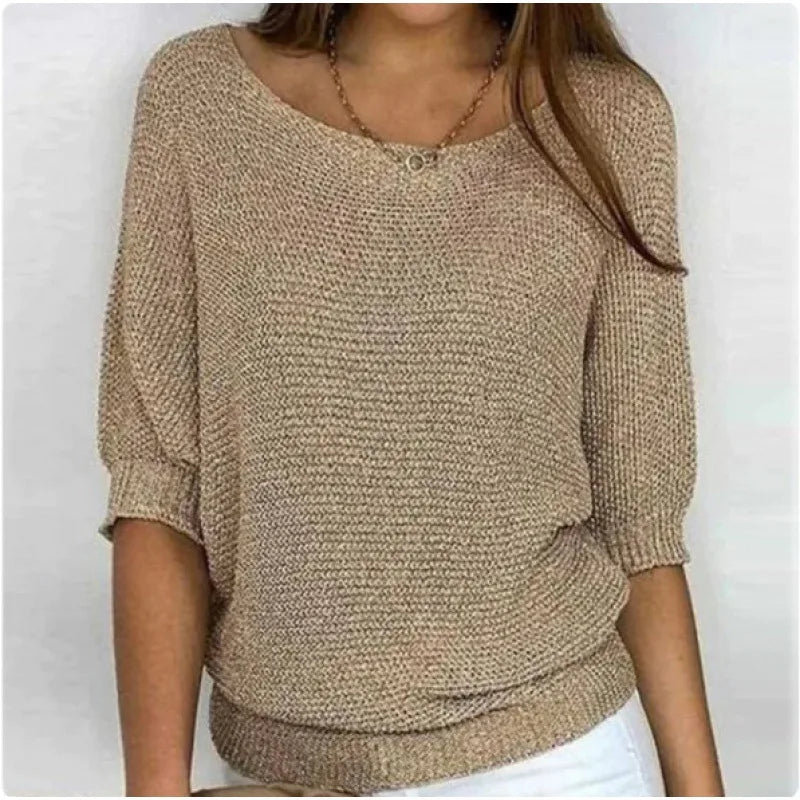 Aurelia | Women's Comfort Knit Sweater - Size:XS;Color:Beige