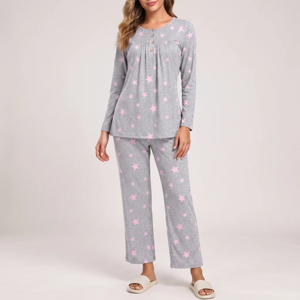 Aurelia | Women's Lounge Pajama Set - Color:Light Gray;Size:S