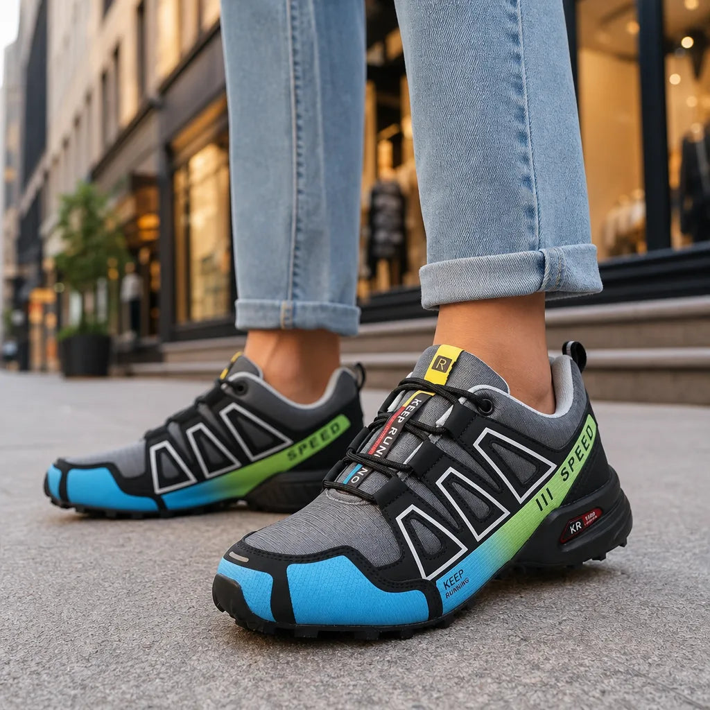Women's Gray/Green Aurora Trail Running Shoes