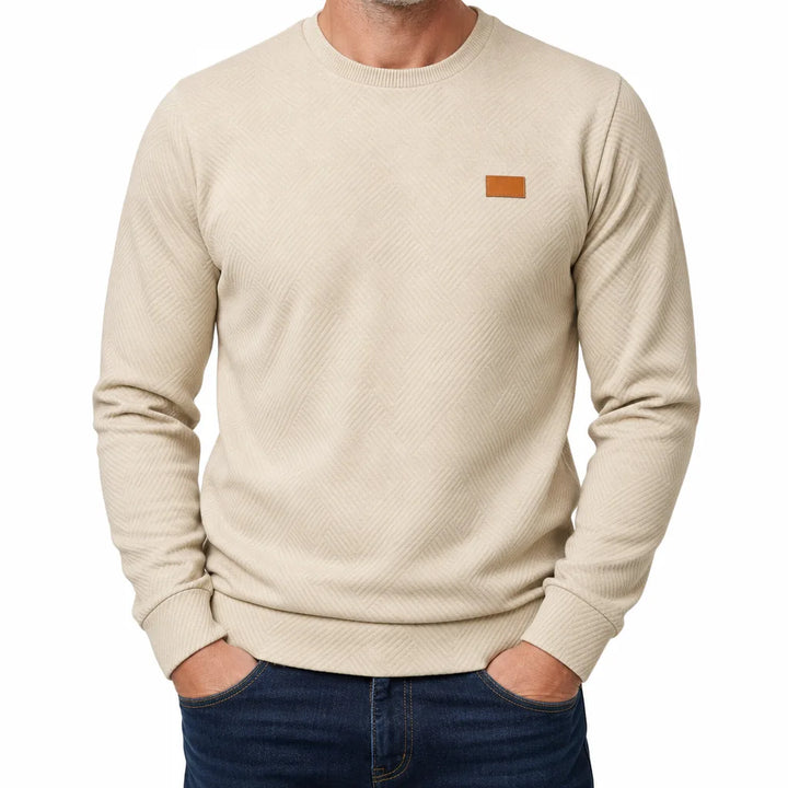 Austin Textured Crewneck Sweater - Color:Beige;Size:XS