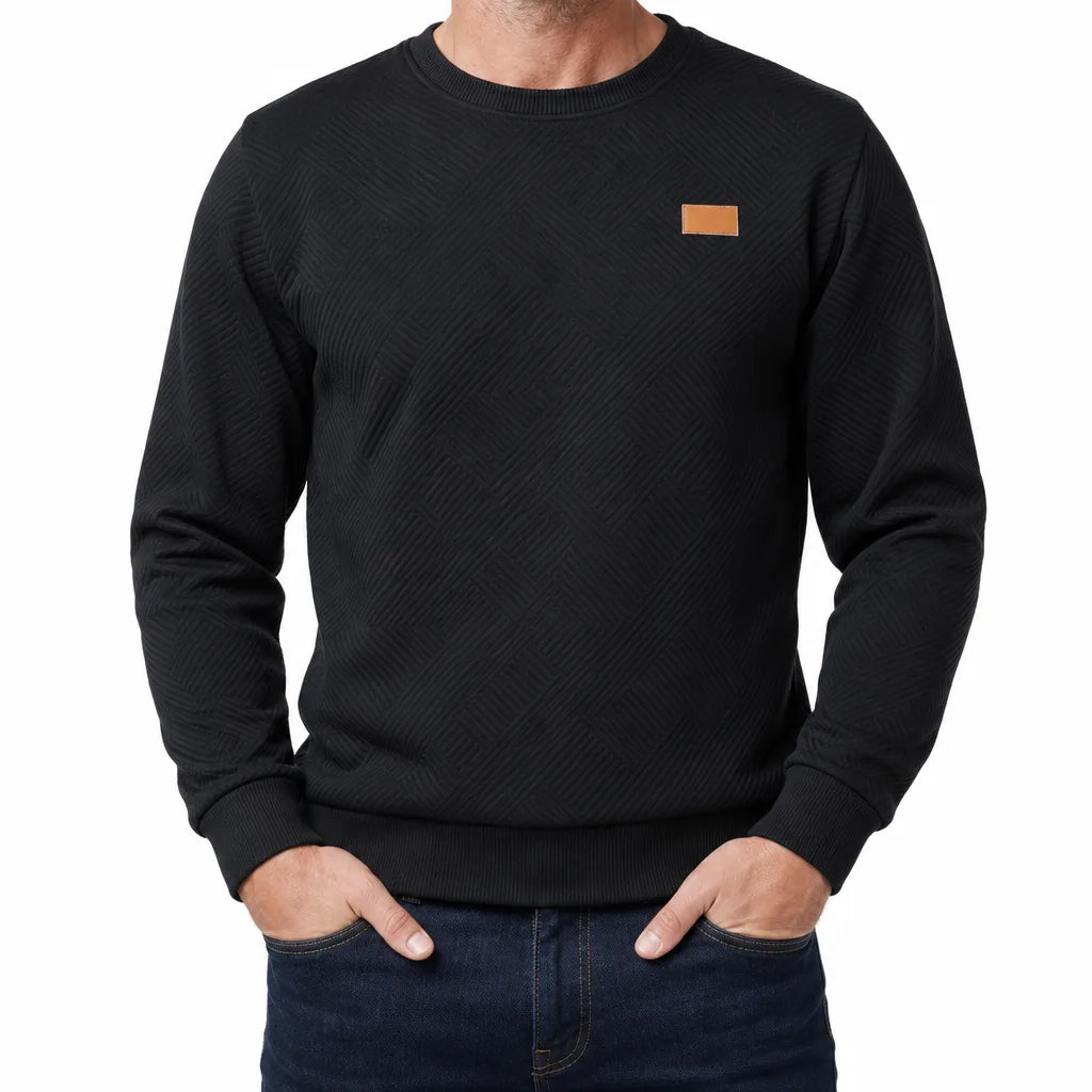 Austin Textured Crewneck Sweater - Color:Black;Size:XS