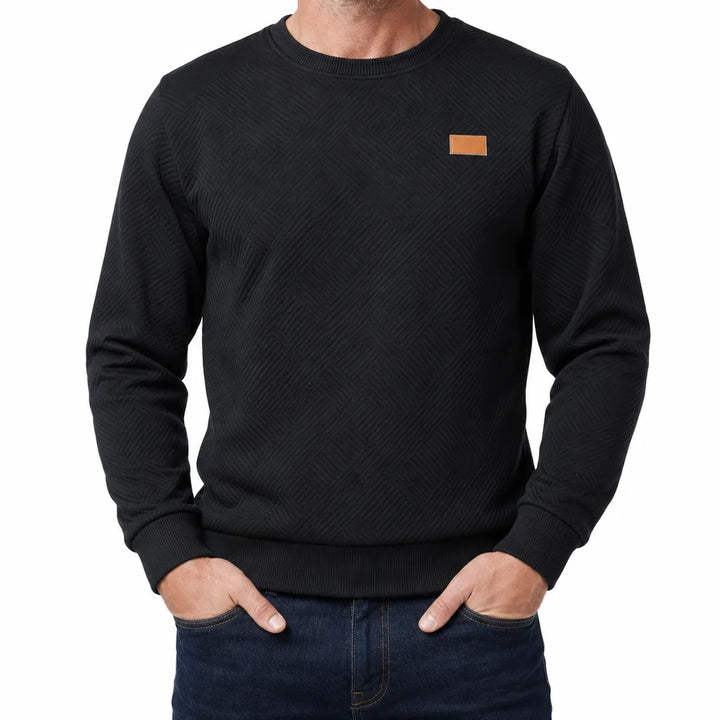 Austin Textured Crewneck Sweater - Color:Black;Size:XS