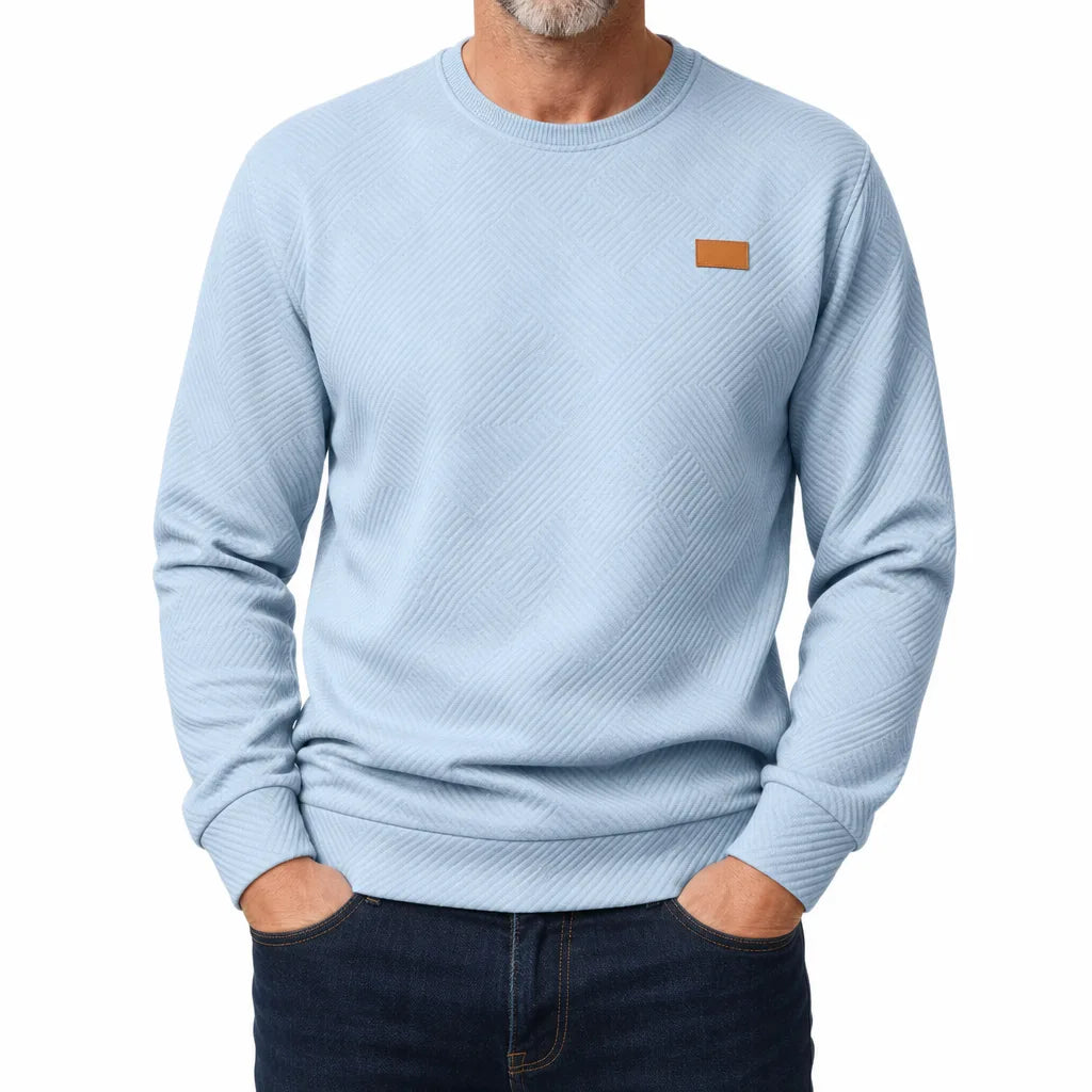 Austin Textured Crewneck Sweater - Color:Blue;Size:XS