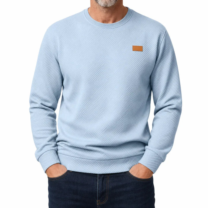 Austin Textured Crewneck Sweater - Color:Blue;Size:XS