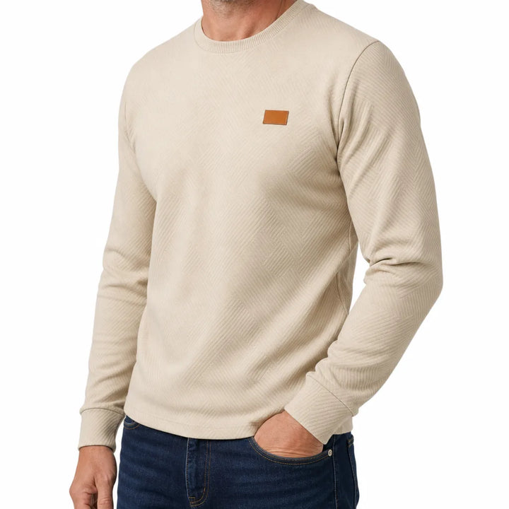 Men's Beige Serena Textured Crewneck Sweatshirt