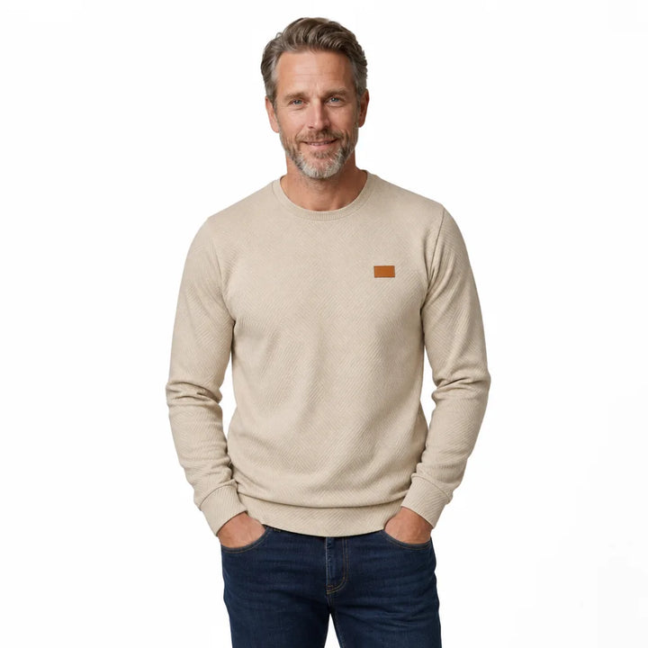 Men's Beige Serena Textured Crewneck Sweatshirt