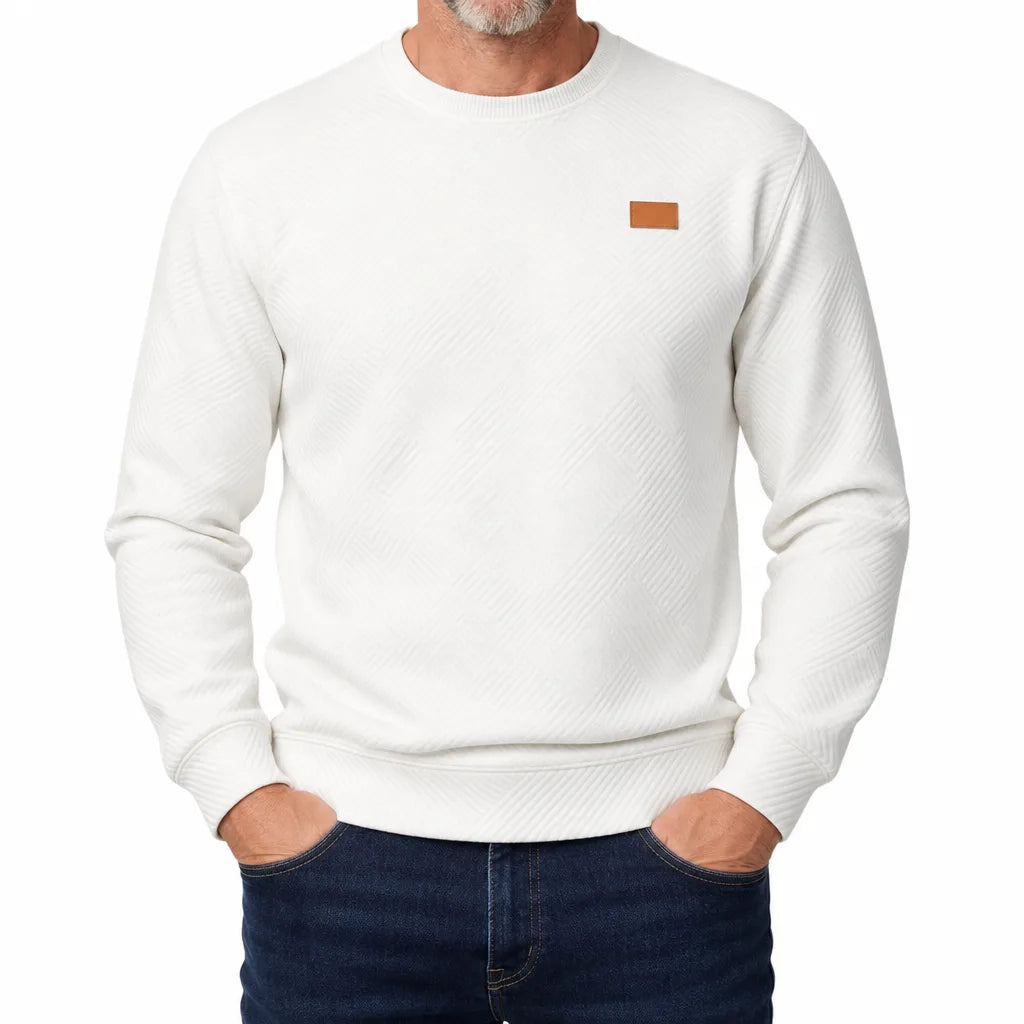 Austin Textured Crewneck Sweater - Color:White;Size:XS