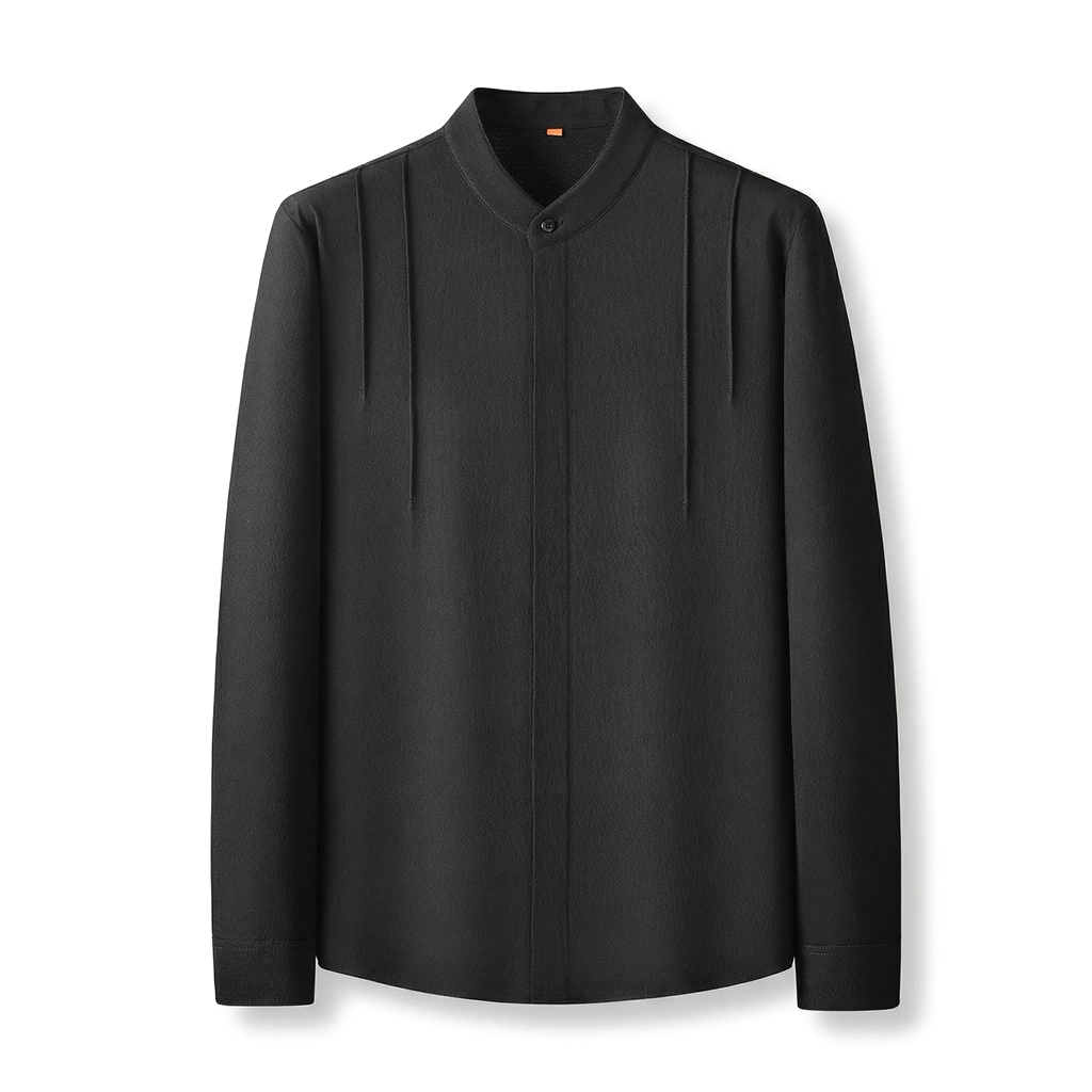 Averin Stand Collar Shirt - Color:Black;Size:L