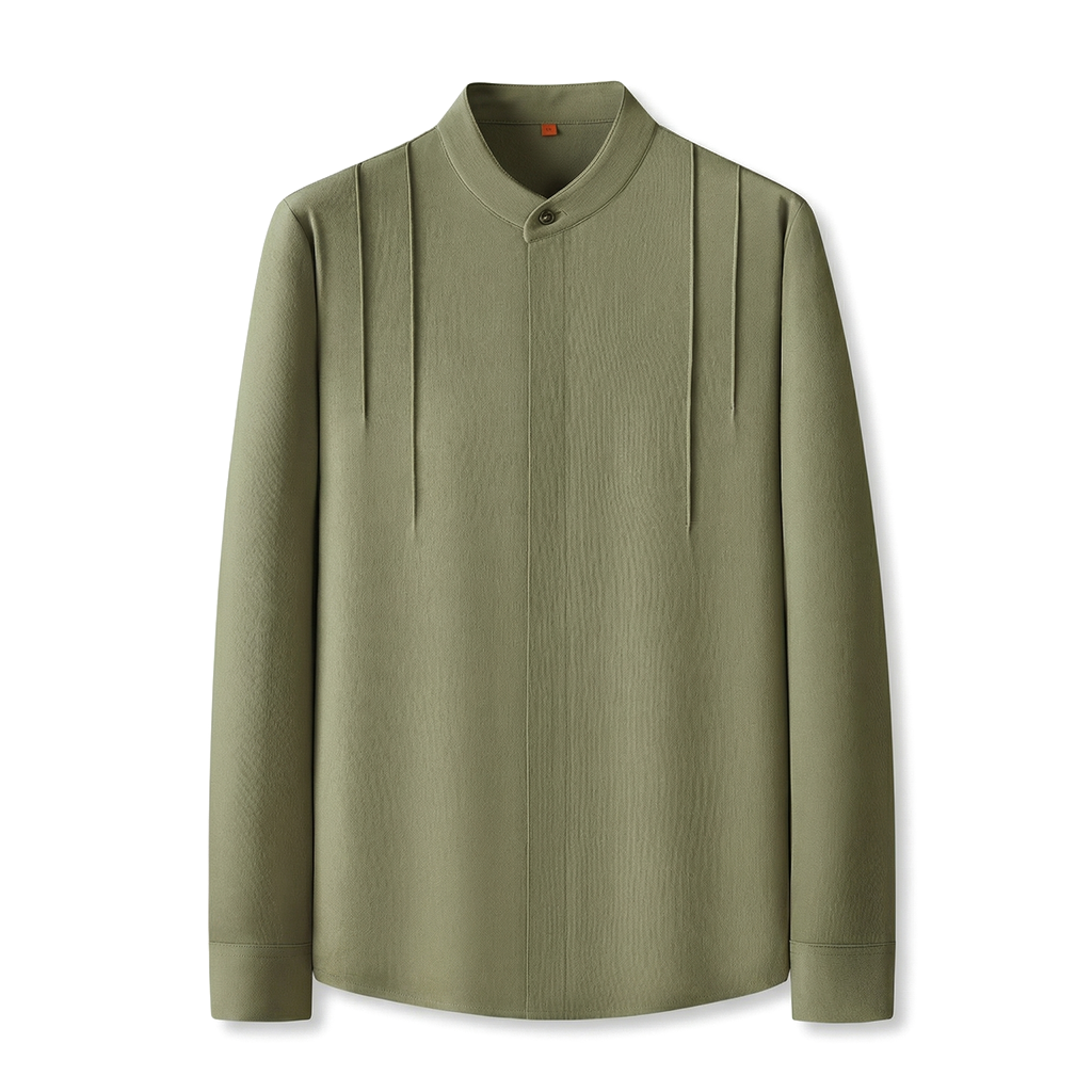 Averin Stand Collar Shirt - Color:Light Green;Size:L