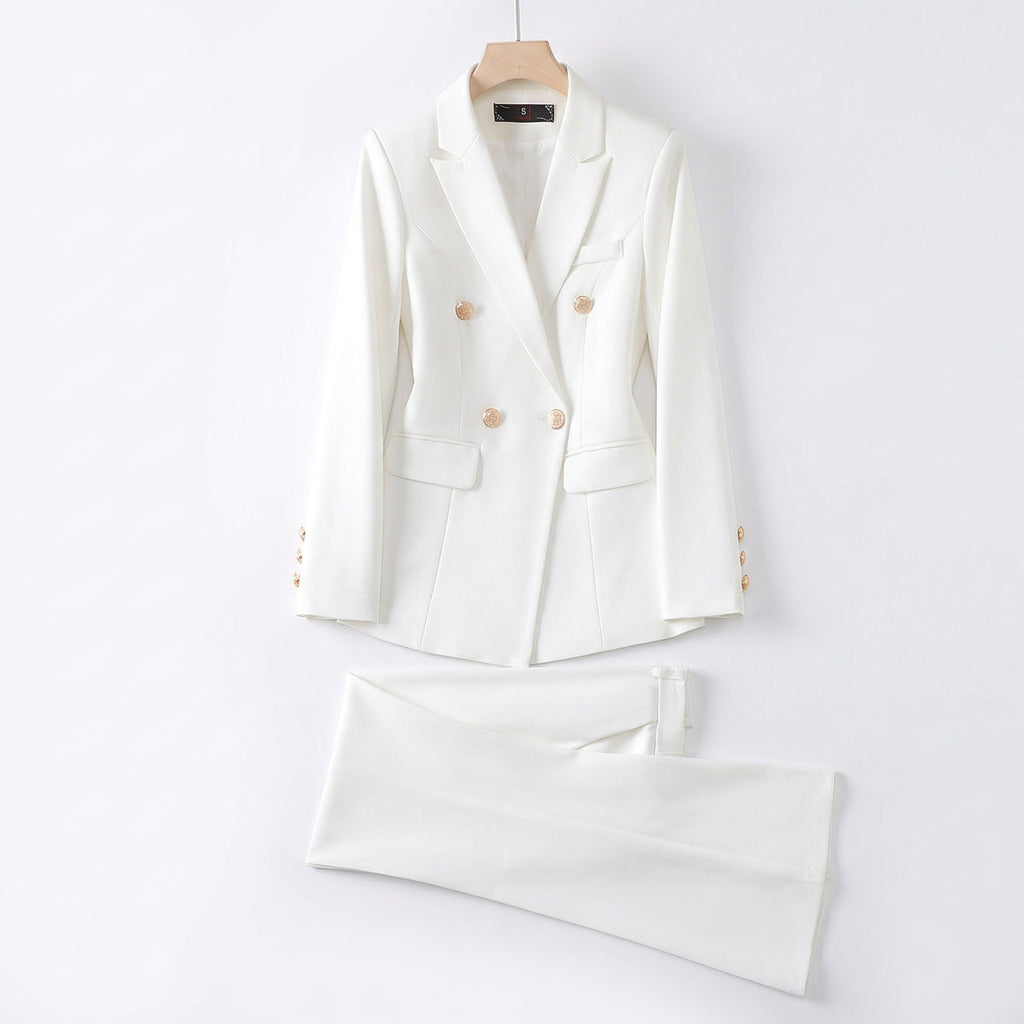 Avery Miller Tailored Suit - Color:White Suit with Straight Trousers;Size:XS