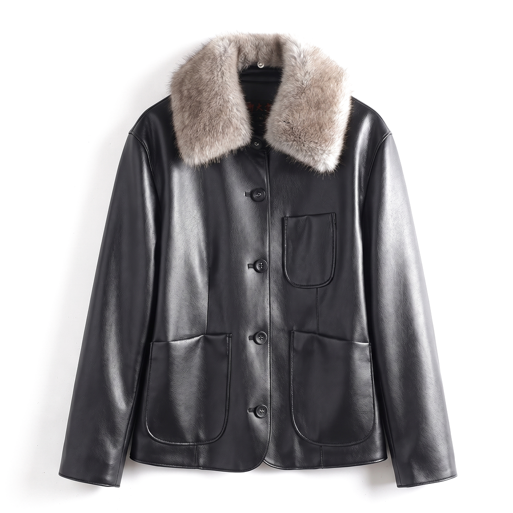 Avery Quinn Collar Jacket - Color:Black (Padded with Fur Collar);Size:XS