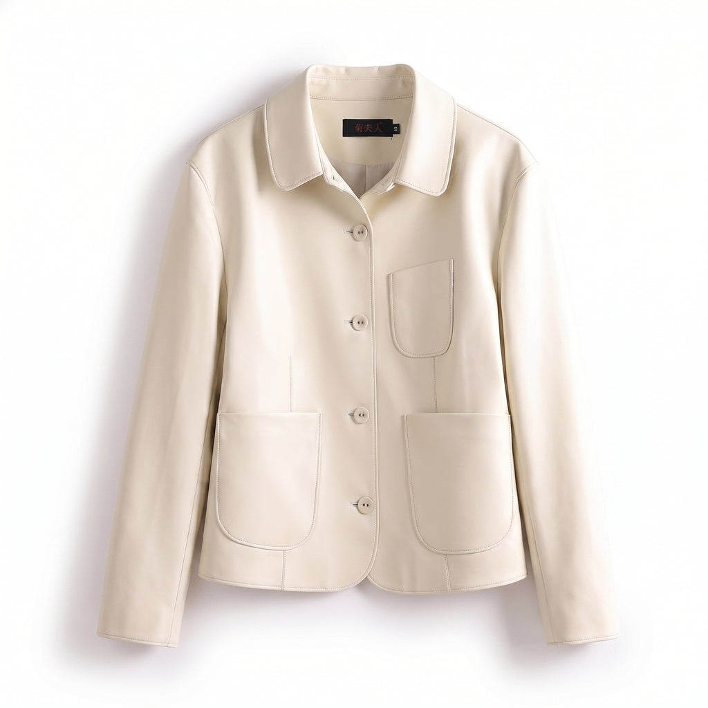Avery Quinn Collar Jacket - Color:Cream;Size:XS