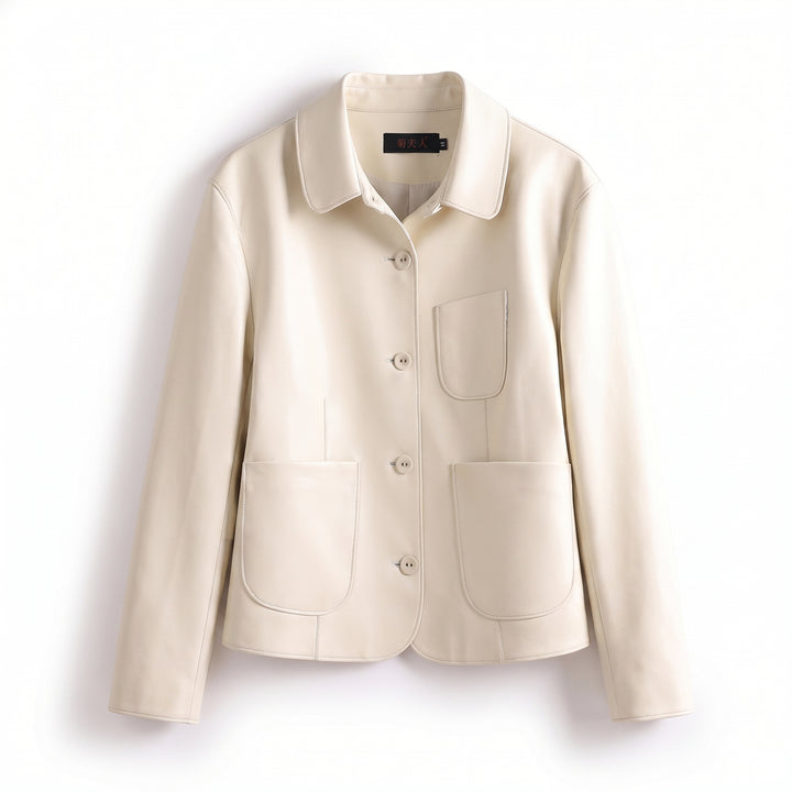 Avery Quinn Collar Jacket - Color:Cream;Size:XS
