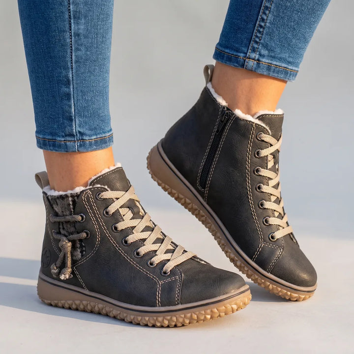 Ayesha | Women's Orthopedic Lace-Up Ankle Boots - Color:Black;Size:35