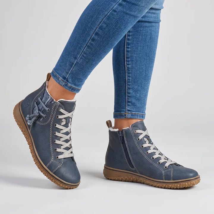 Ayesha | Women's Orthopedic Lace-Up Ankle Boots - Color:Blue;Size:35