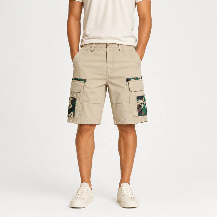 Men's Beige Leighton Cotton Cargo Shorts