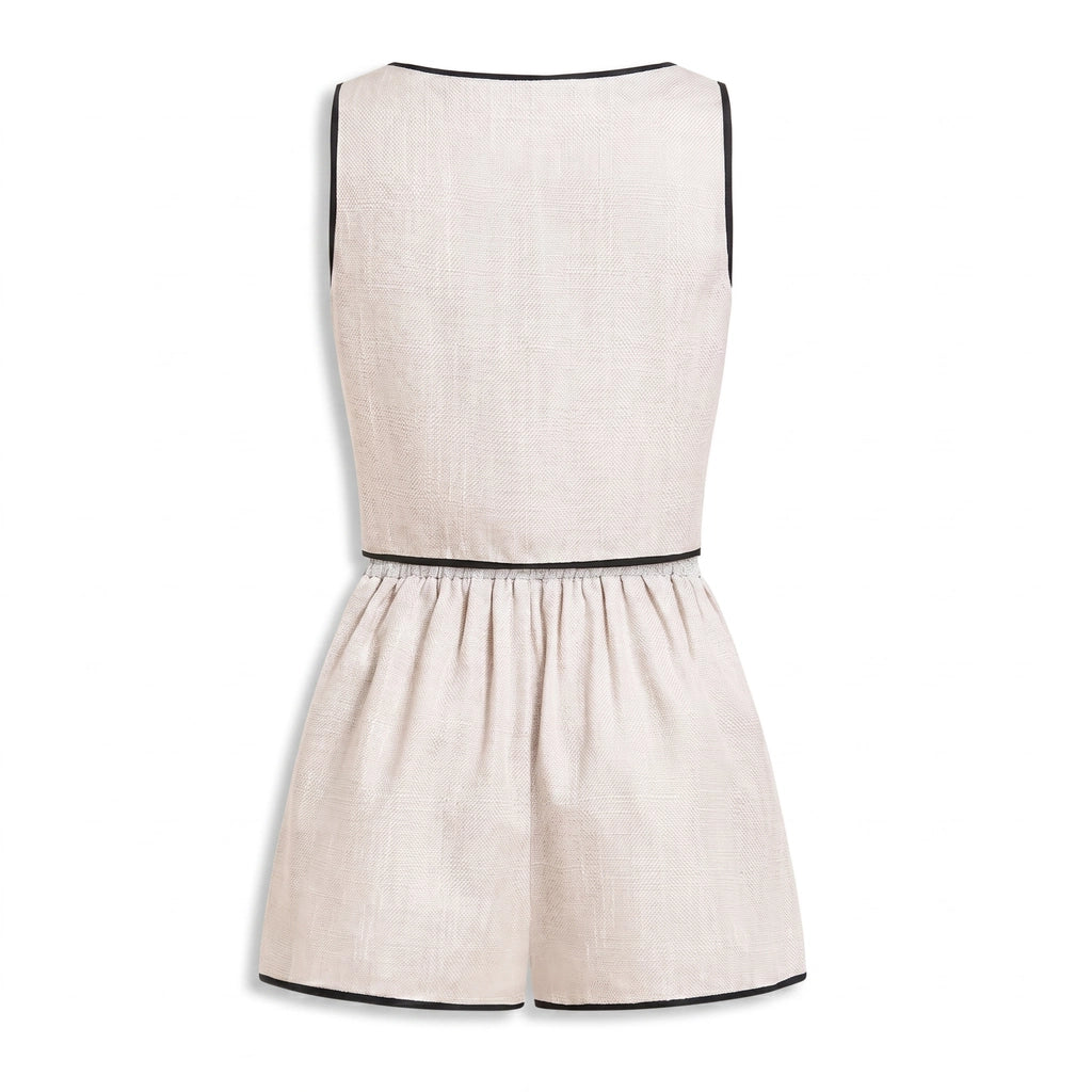 Bailey Contrast Trim Set - Color:Ivory;Size:XS
