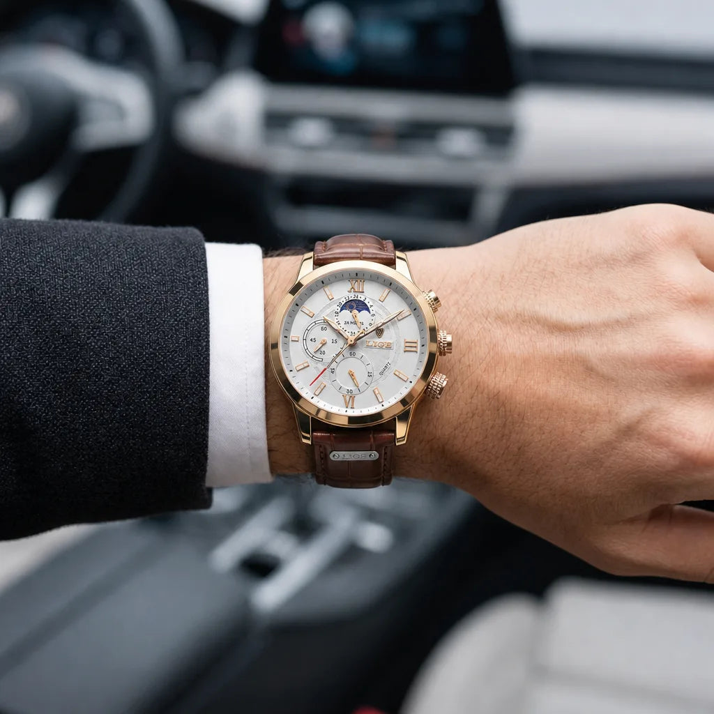Men's Rose Gold White Bancroft Quartz Chronograph Watch