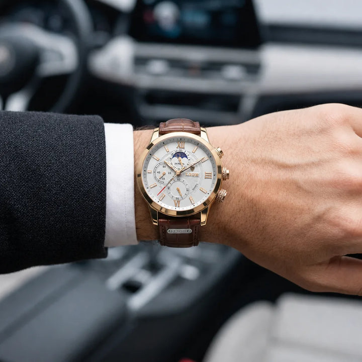 Men's Rose Gold White Bancroft Quartz Chronograph Watch