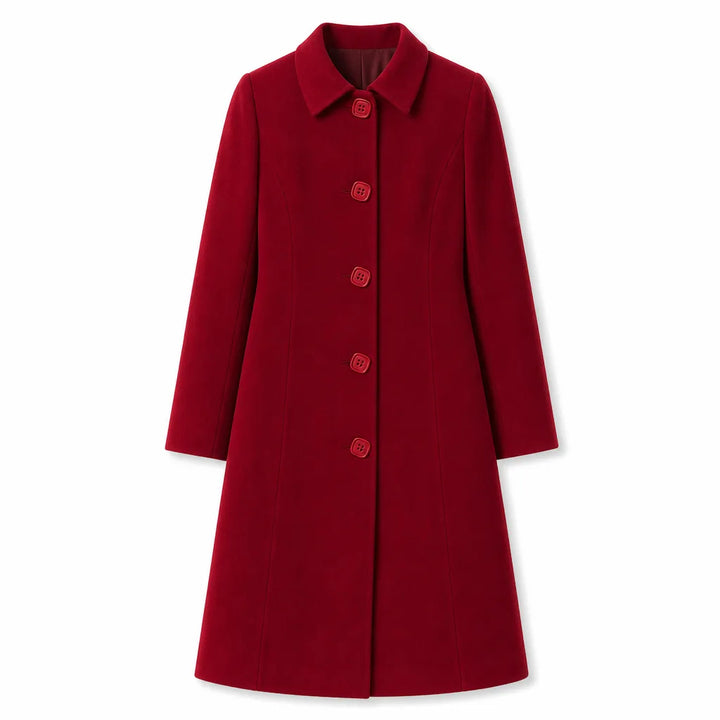 Beatrix Longline Overcoat -G - Color:Red;Size:XS