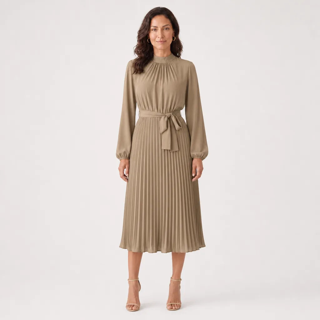 Women's Humphrey High Neck Pleated Dress