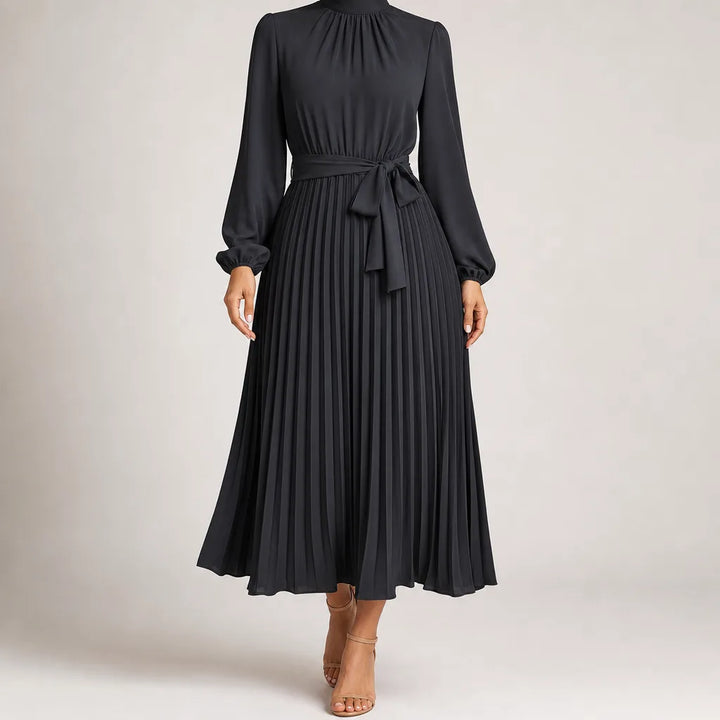 Beatrix | Women's Fall Long Sleeve Wedding Guest Maxi Dress - Color:Black;Size:S