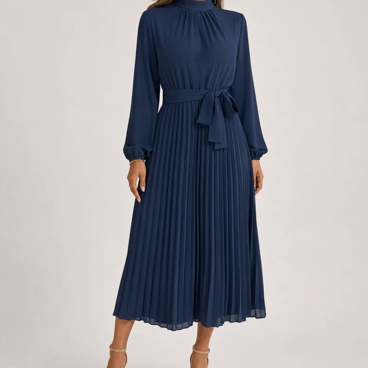 Beatrix | Women's Fall Long Sleeve Wedding Guest Maxi Dress - Color:Blue;Size:S