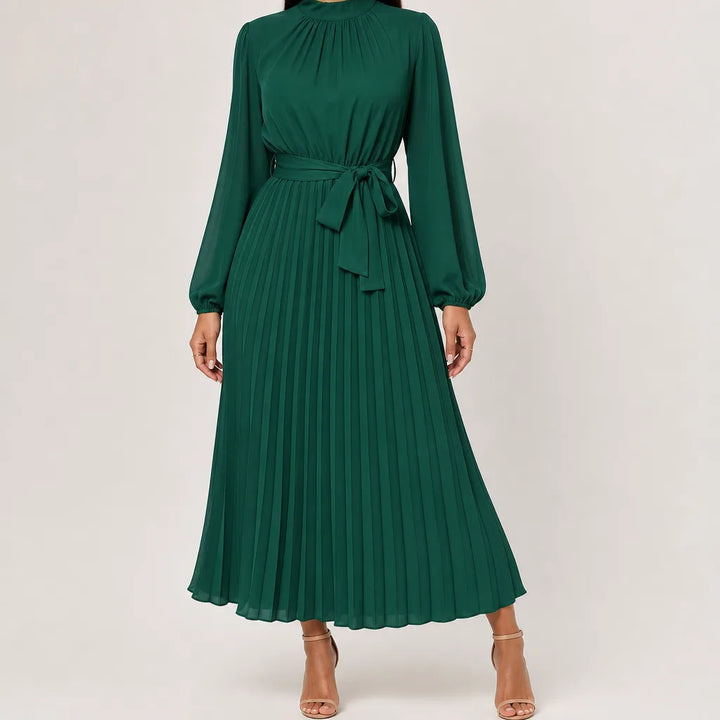 Beatrix | Women's Fall Long Sleeve Wedding Guest Maxi Dress - Color:Green;Size:S
