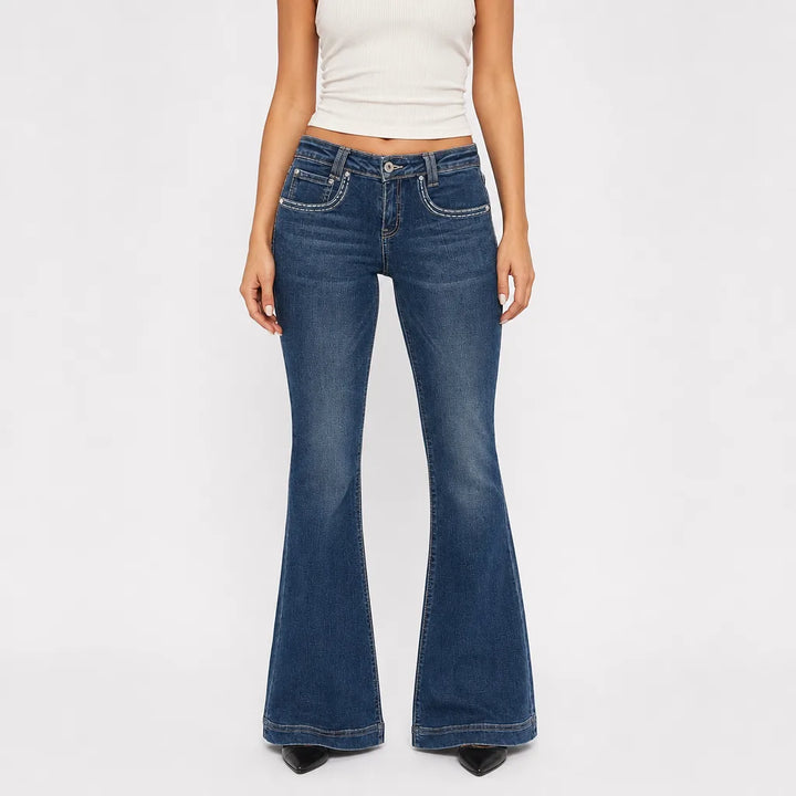 Women's Blue Phelps Low-Rise Cotton Flare Jeans